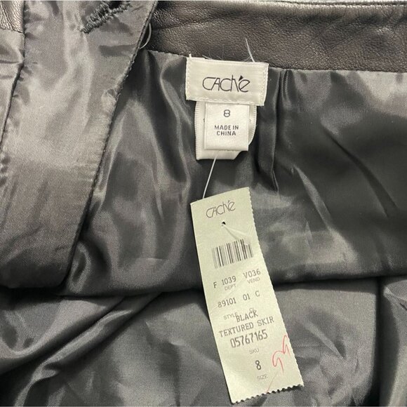 NEW Cache Size 8 Black Pencil Skirt Leather - Picture 4 of 6